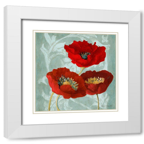 Rouge Pavots II White Modern Wood Framed Art Print with Double Matting by Loreth, Lanie