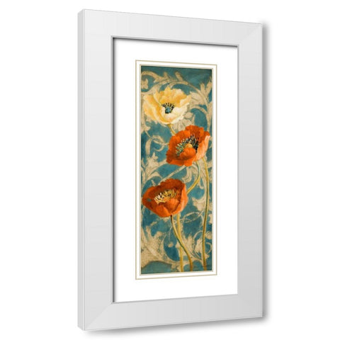 Poppies de Bleu II - enhanced White Modern Wood Framed Art Print with Double Matting by Loreth, Lanie