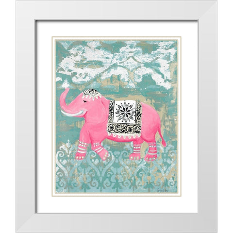 Pink Bazaar I White Modern Wood Framed Art Print with Double Matting by Hakimipour-Ritter