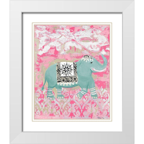 Pink Bazaar II White Modern Wood Framed Art Print with Double Matting by Hakimipour-Ritter