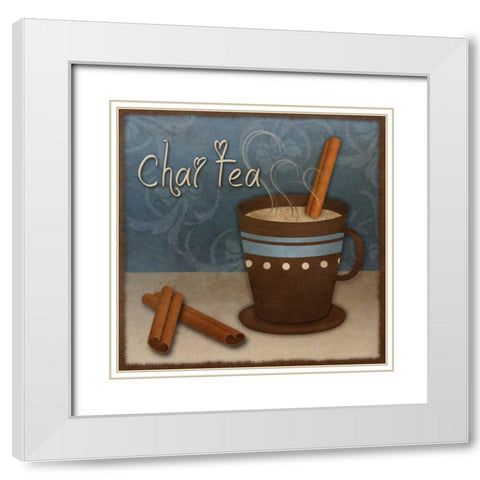 Chai Tea White Modern Wood Framed Art Print with Double Matting by SD Graphics Studio