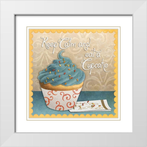 Cupcake I White Modern Wood Framed Art Print with Double Matting by SD Graphics Studio