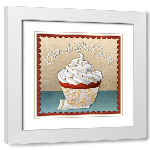 Cupcake II White Modern Wood Framed Art Print with Double Matting by SD Graphics Studio