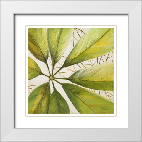Fresh Leaves II White Modern Wood Framed Art Print with Double Matting by Pinto, Patricia