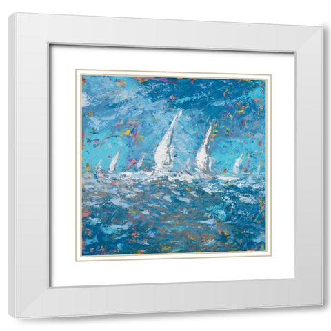 Sailing I White Modern Wood Framed Art Print with Double Matting by Kingsley