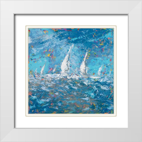 Sailing I White Modern Wood Framed Art Print with Double Matting by Kingsley