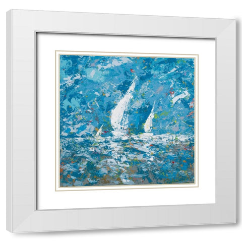 Sailing II White Modern Wood Framed Art Print with Double Matting by Kingsley