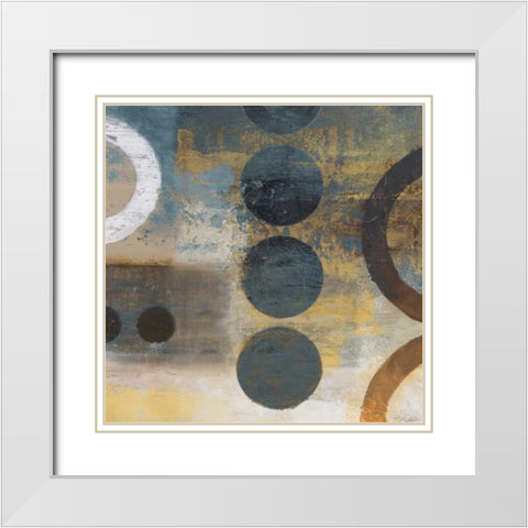 Blue Liberate Square I White Modern Wood Framed Art Print with Double Matting by Marcon, Michael