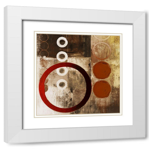 Red Liberate Square I White Modern Wood Framed Art Print with Double Matting by Marcon, Michael
