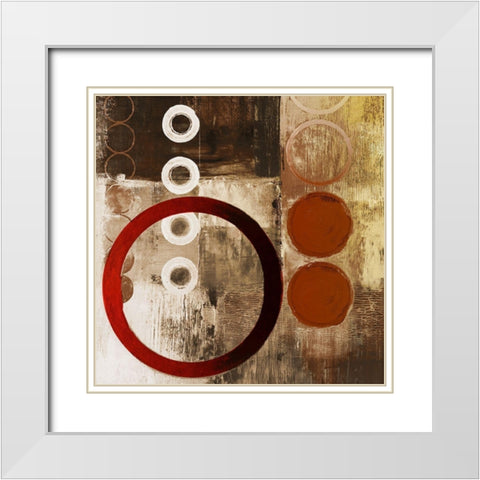 Red Liberate Square I White Modern Wood Framed Art Print with Double Matting by Marcon, Michael