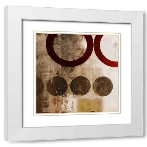 Red Liberate Square II White Modern Wood Framed Art Print with Double Matting by Marcon, Michael