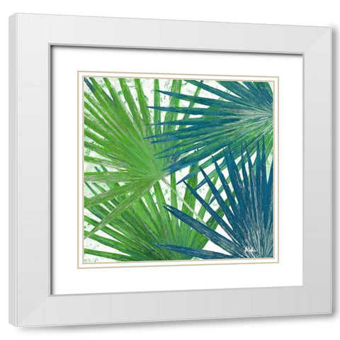 Organic Blue Green I White Modern Wood Framed Art Print with Double Matting by Pinto, Patricia
