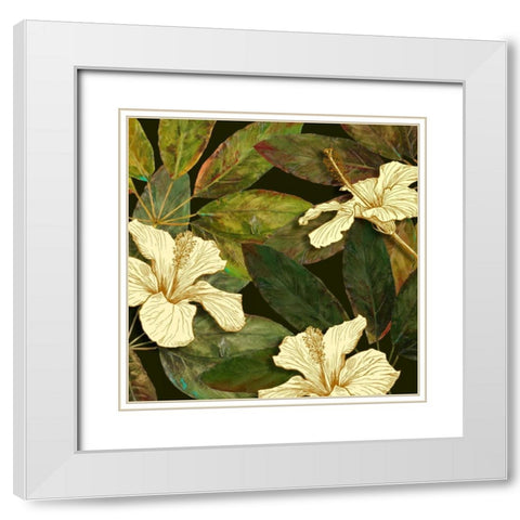 Hibiscus Leaves I White Modern Wood Framed Art Print with Double Matting by Pinto, Patricia
