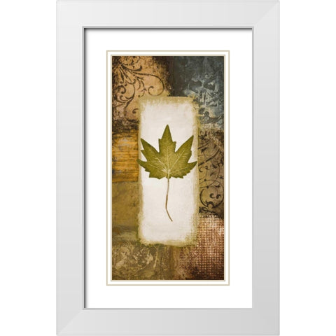 Single Leaf II White Modern Wood Framed Art Print with Double Matting by Marcon, Michael