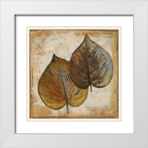 Natural Leaves I White Modern Wood Framed Art Print with Double Matting by Pinto, Patricia