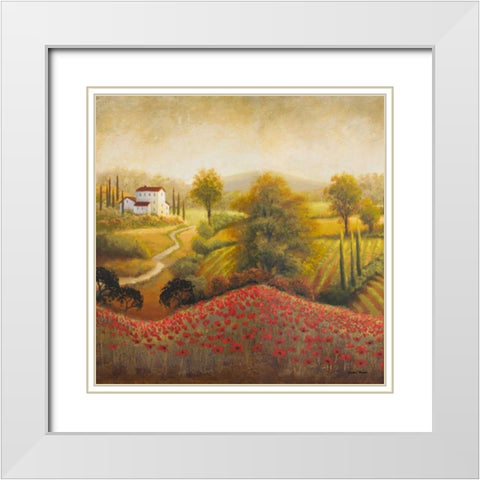 Flourishing Vineyard Square I White Modern Wood Framed Art Print with Double Matting by Marcon, Michael