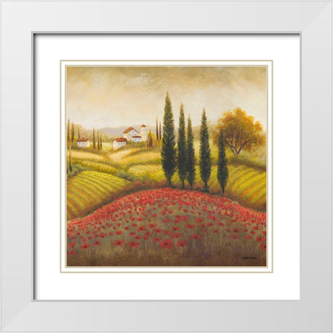 Flourishing Vineyard Square II White Modern Wood Framed Art Print with Double Matting by Marcon, Michael