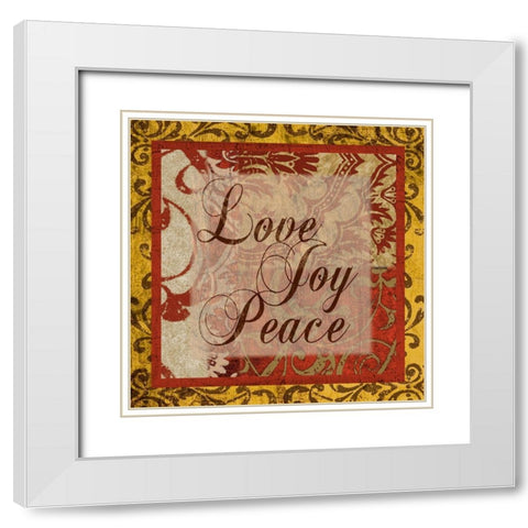 Love, Joy, Peace White Modern Wood Framed Art Print with Double Matting by Spaeth, John