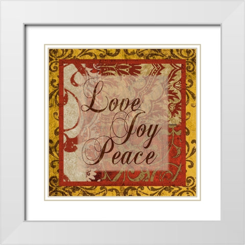 Love, Joy, Peace White Modern Wood Framed Art Print with Double Matting by Spaeth, John