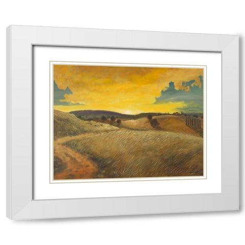 Bella Landscape White Modern Wood Framed Art Print with Double Matting by Kingsley