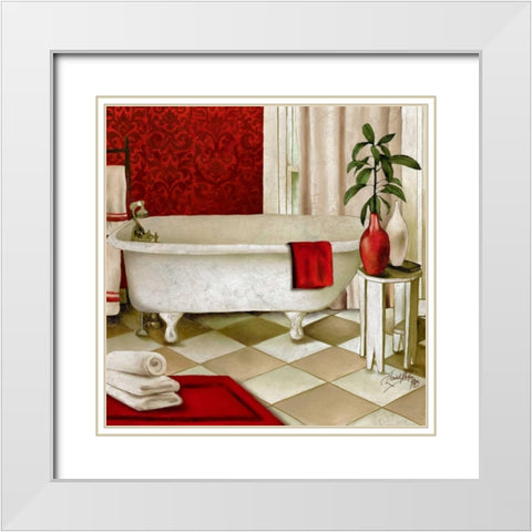 Red Bain I White Modern Wood Framed Art Print with Double Matting by Medley, Elizabeth