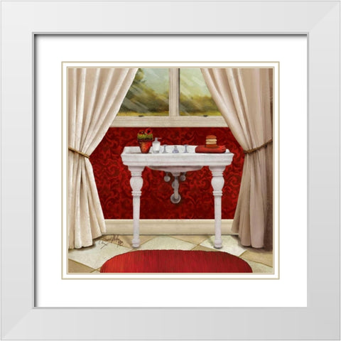 Red Bain II White Modern Wood Framed Art Print with Double Matting by Medley, Elizabeth