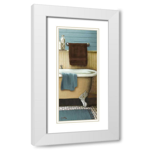 Blue Bain Panel III White Modern Wood Framed Art Print with Double Matting by Medley, Elizabeth