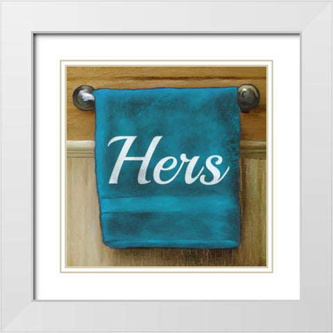Her Towel White Modern Wood Framed Art Print with Double Matting by Medley, Elizabeth
