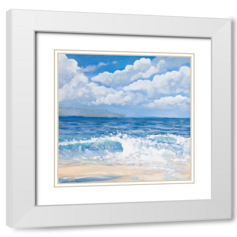 Waves I White Modern Wood Framed Art Print with Double Matting by Kingsley