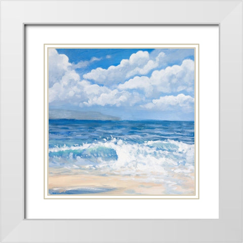 Waves I White Modern Wood Framed Art Print with Double Matting by Kingsley
