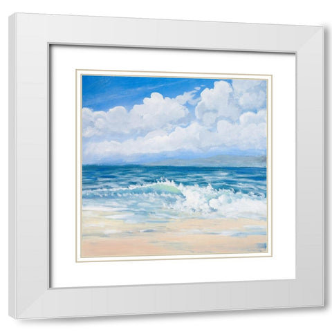 Waves II White Modern Wood Framed Art Print with Double Matting by Kingsley