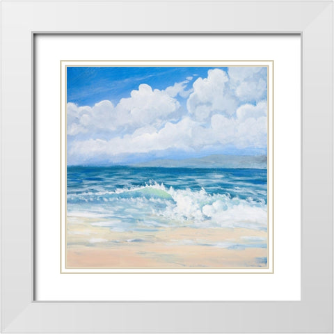 Waves II White Modern Wood Framed Art Print with Double Matting by Kingsley