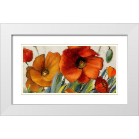 Poppy Splendor II White Modern Wood Framed Art Print with Double Matting by Loreth, Lanie