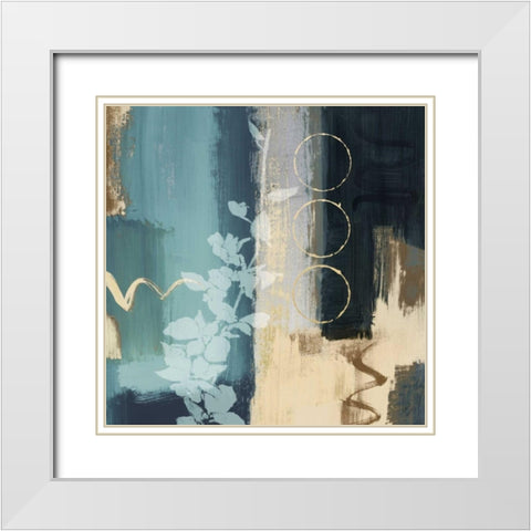 Blue Mediterranean Floral II White Modern Wood Framed Art Print with Double Matting by Loreth, Lanie