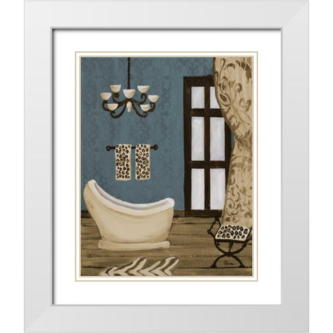 Blue Beach Bath III White Modern Wood Framed Art Print with Double Matting by Ritter, Gina