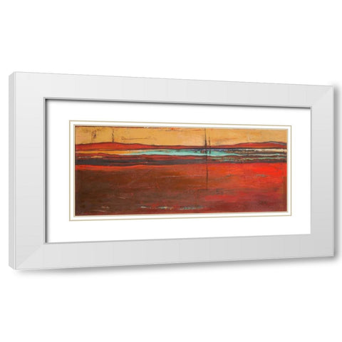 Red Horizon I White Modern Wood Framed Art Print with Double Matting by Pinto, Patricia