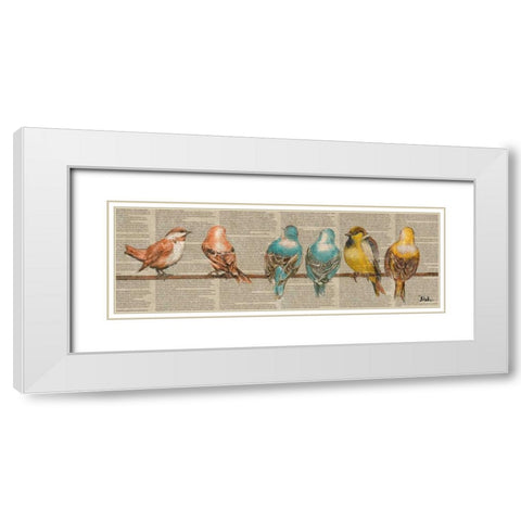 Gleeful Newsprint I White Modern Wood Framed Art Print with Double Matting by Pinto, Patricia