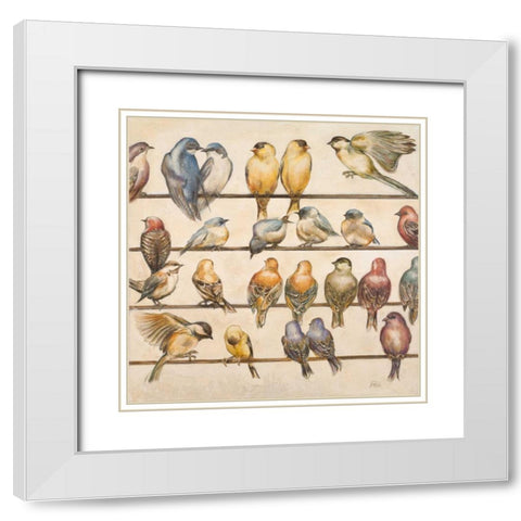 Gleeful Gathering White Modern Wood Framed Art Print with Double Matting by Pinto, Patricia