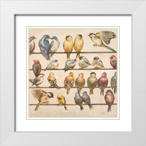 Gleeful Gathering White Modern Wood Framed Art Print with Double Matting by Pinto, Patricia