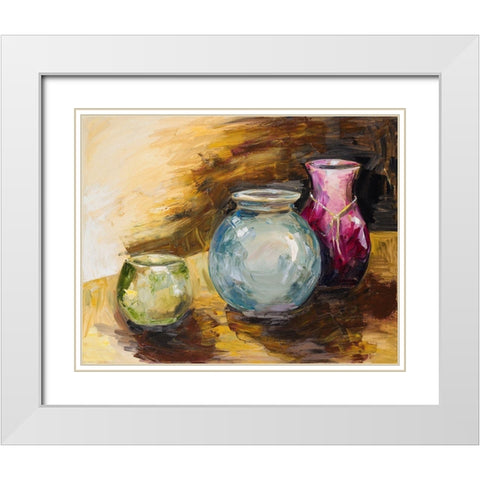 Jeweled Vases White Modern Wood Framed Art Print with Double Matting by French-Roussia, Heather A.