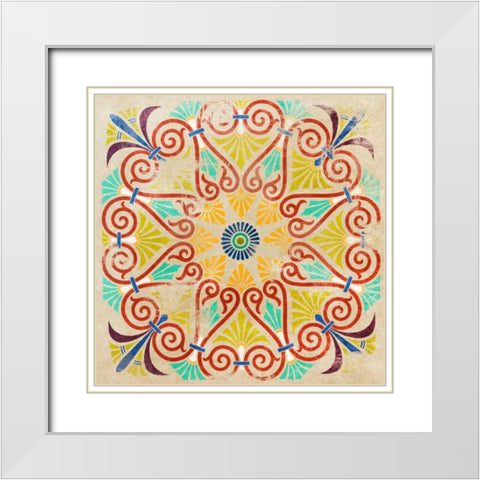 Talavera II White Modern Wood Framed Art Print with Double Matting by SD Graphics Studio