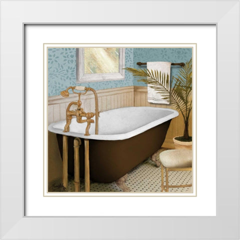 Afternoon Bath I White Modern Wood Framed Art Print with Double Matting by Medley, Elizabeth