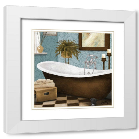 Afternoon Bath II White Modern Wood Framed Art Print with Double Matting by Medley, Elizabeth