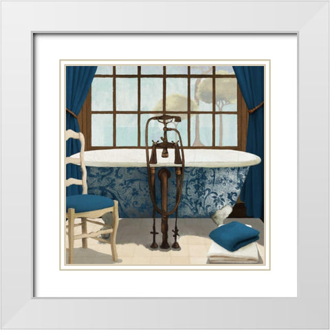 Blue View I White Modern Wood Framed Art Print with Double Matting by Medley, Elizabeth