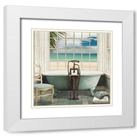 Oceanview I White Modern Wood Framed Art Print with Double Matting by Medley, Elizabeth