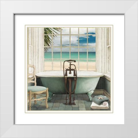 Oceanview I White Modern Wood Framed Art Print with Double Matting by Medley, Elizabeth