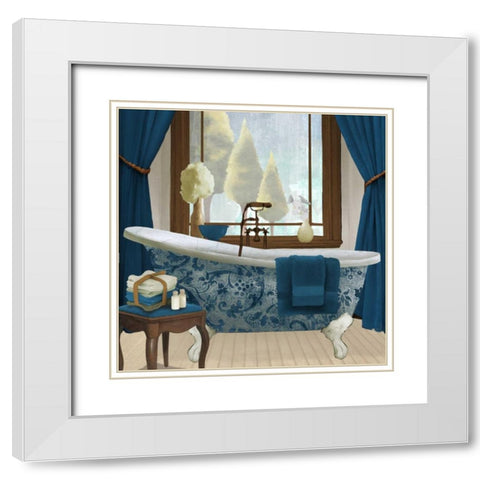 Blue View II White Modern Wood Framed Art Print with Double Matting by Medley, Elizabeth