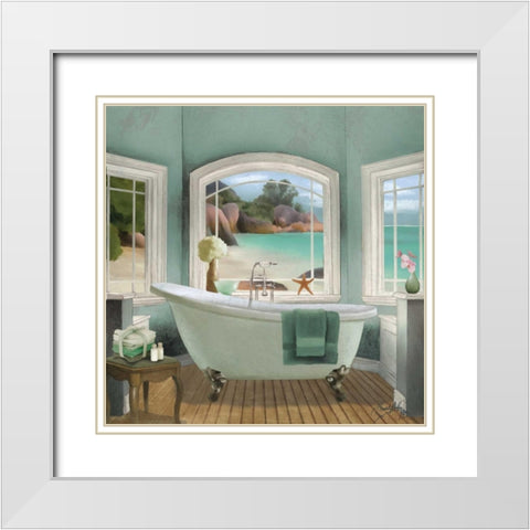 Oceanview II White Modern Wood Framed Art Print with Double Matting by Medley, Elizabeth