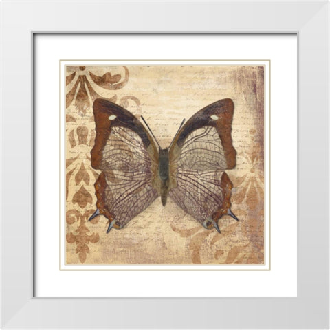 Butterfly White Modern Wood Framed Art Print with Double Matting by Pinto, Patricia