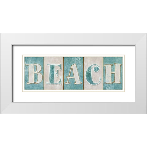 Beach White Modern Wood Framed Art Print with Double Matting by SD Graphics Studio